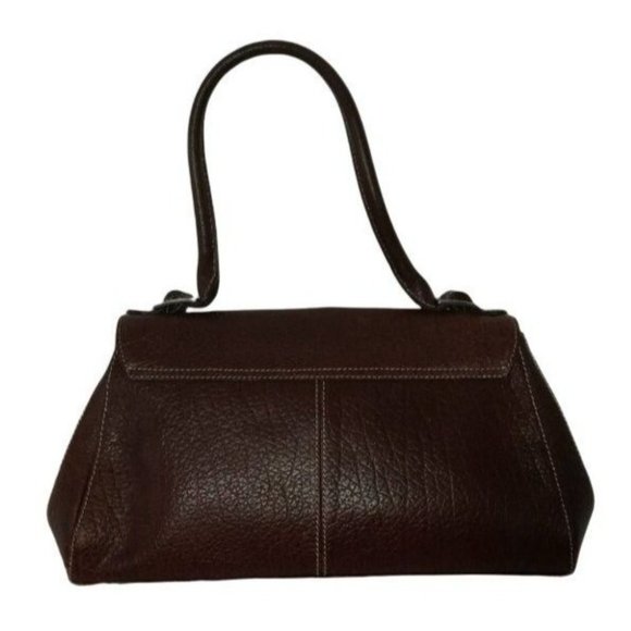 Cynthia Rowley Bag, Trapezoid Top Handle Purse, Brown Leather Handbag, Textured - Picture 5 of 10